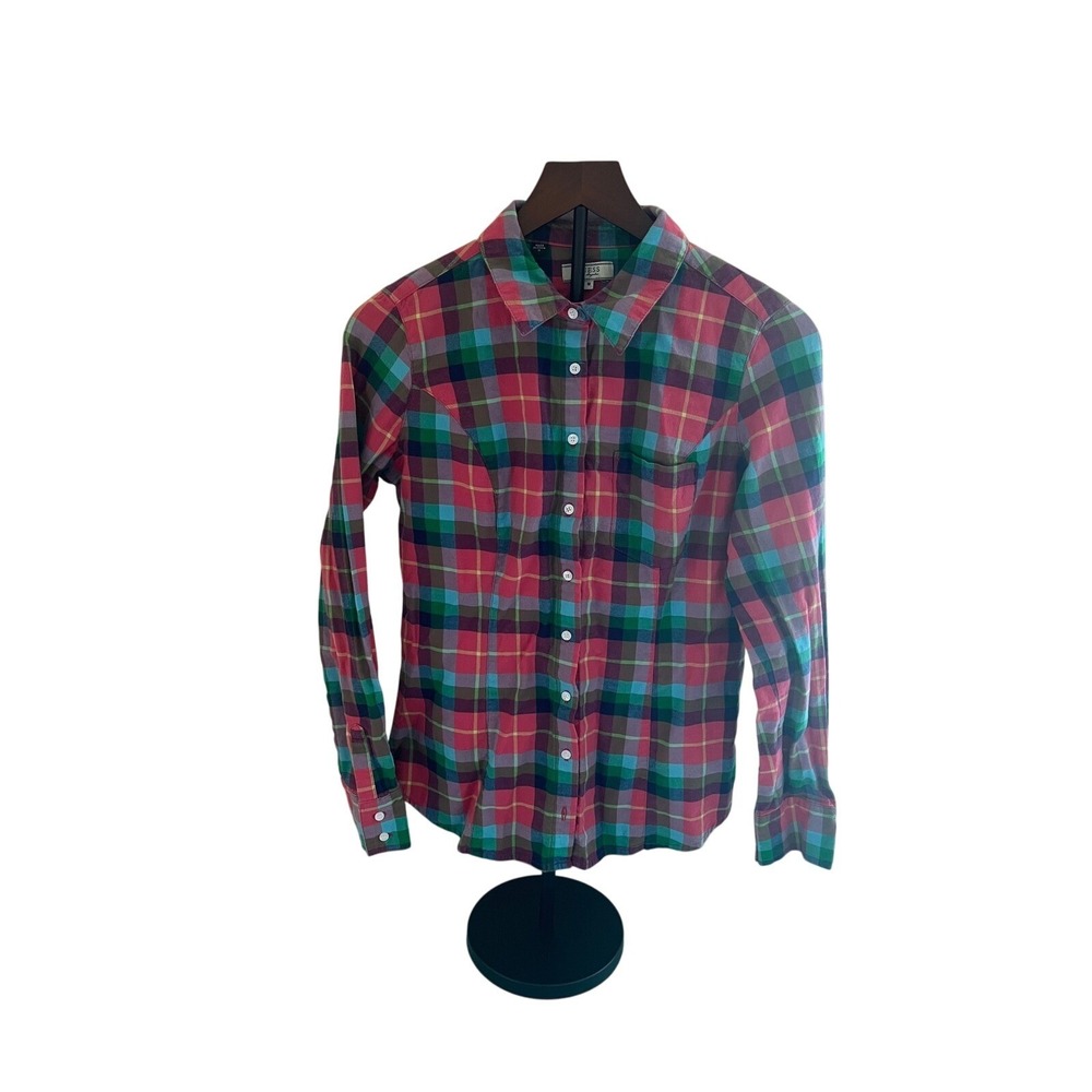 Guess Plaid Button Down Shirt Long Sleeve Casual Colorful Top Size M